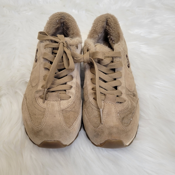 CLEARANCE Foxy Telluride suede leather fur sneakers lace up tennis shoes - Picture 4 of 8